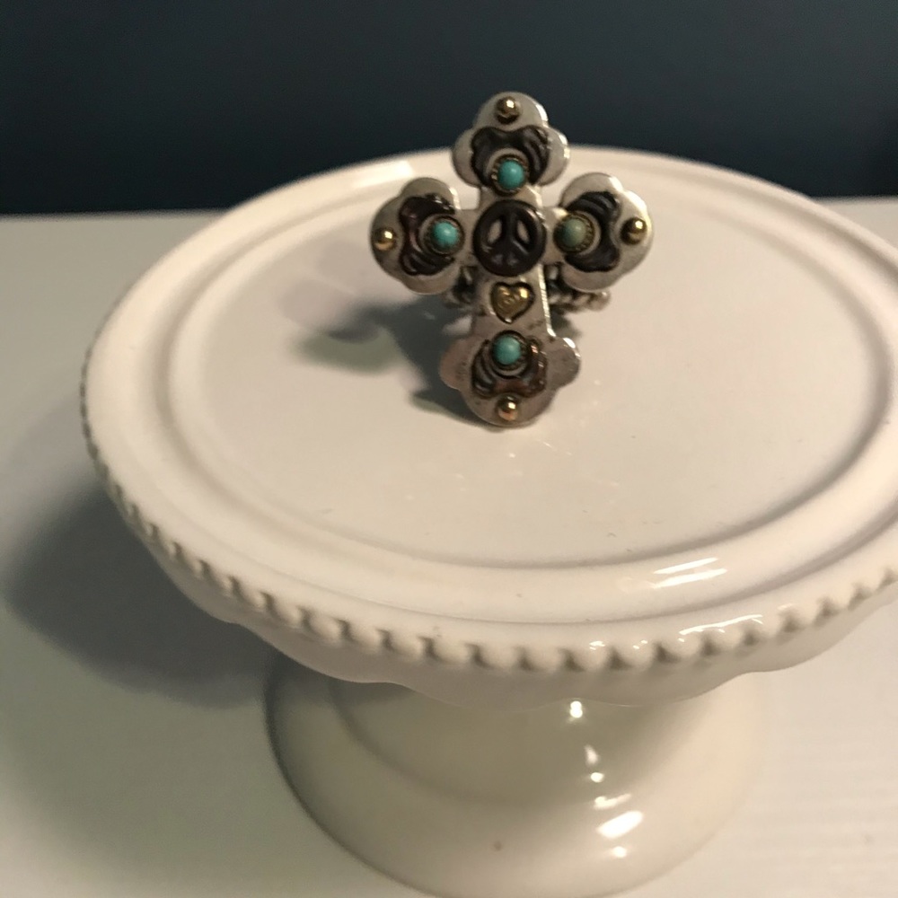 Silver cross peace ring